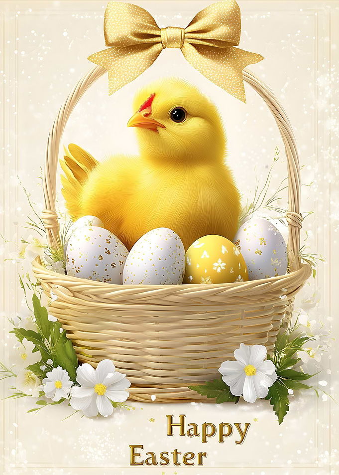 Cute Easter Chick in Basket