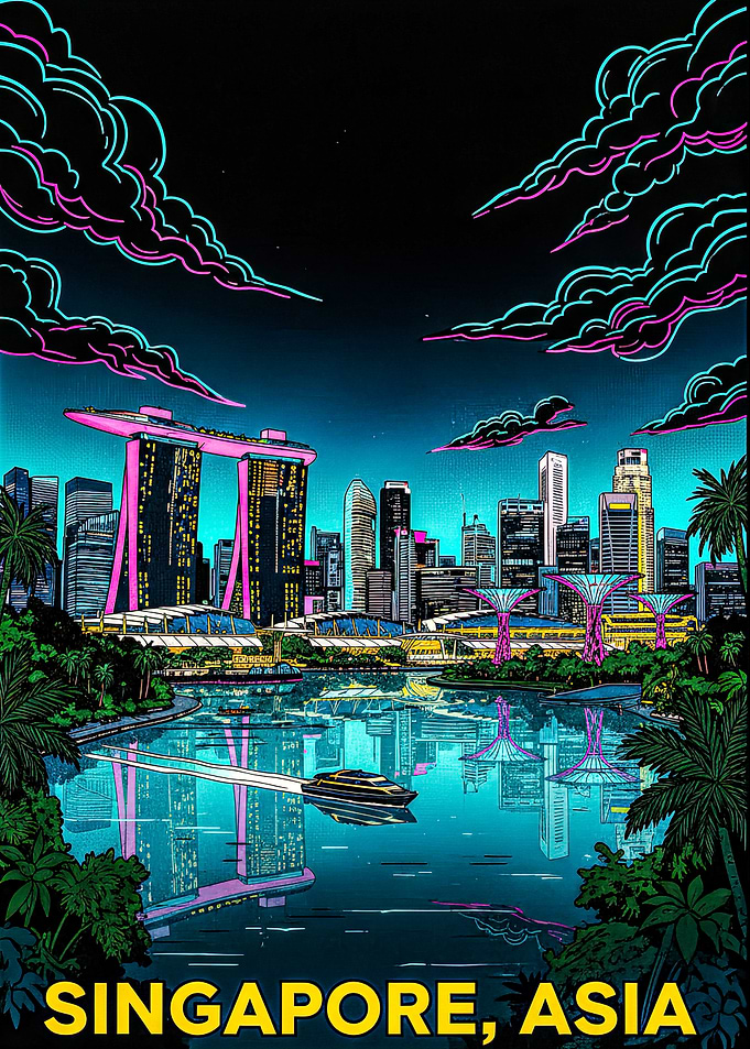 Singapore Skyline at Night