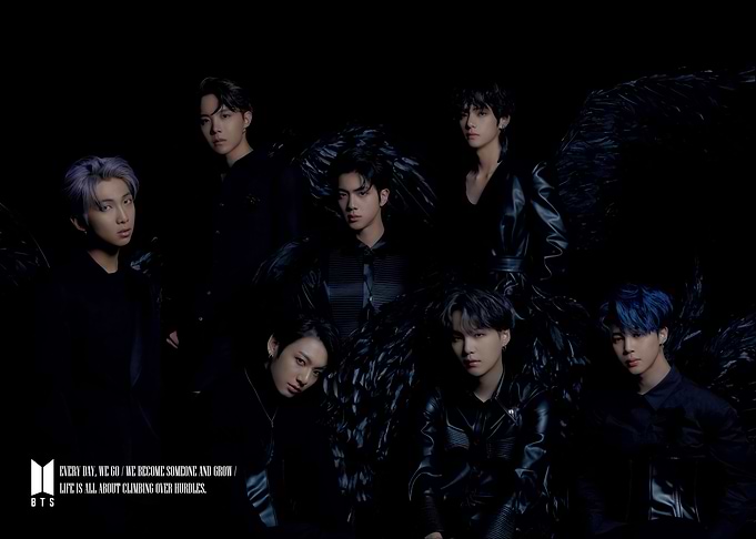 BTS members in dark attire