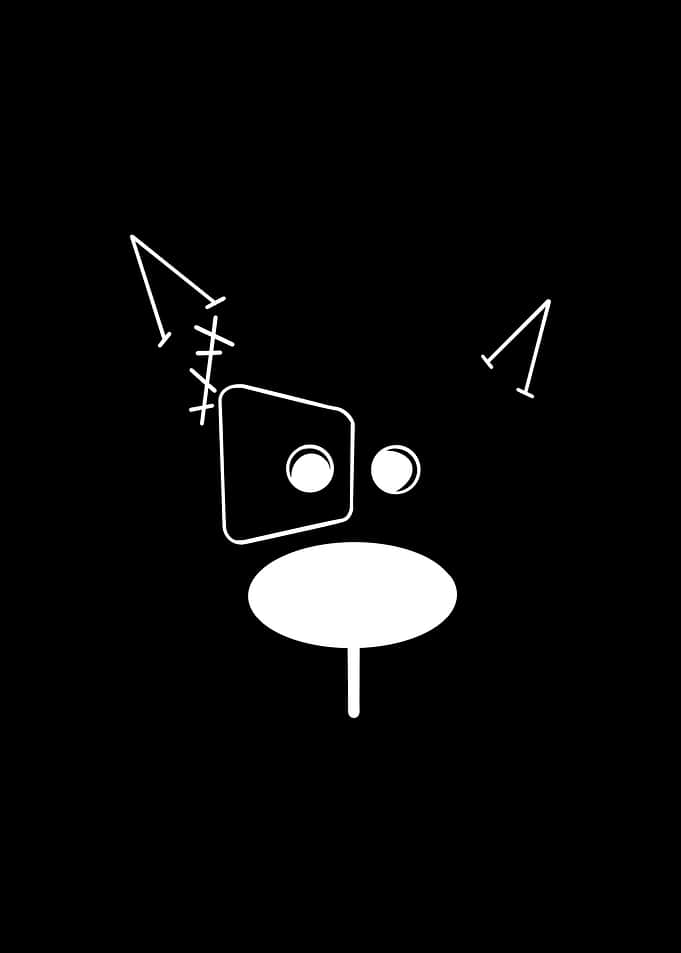 Minimalist Dog Face with Stitched Ear