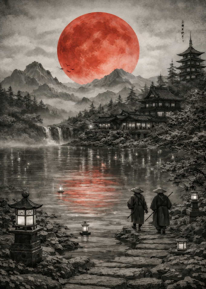 Samurai under a Blood Moon