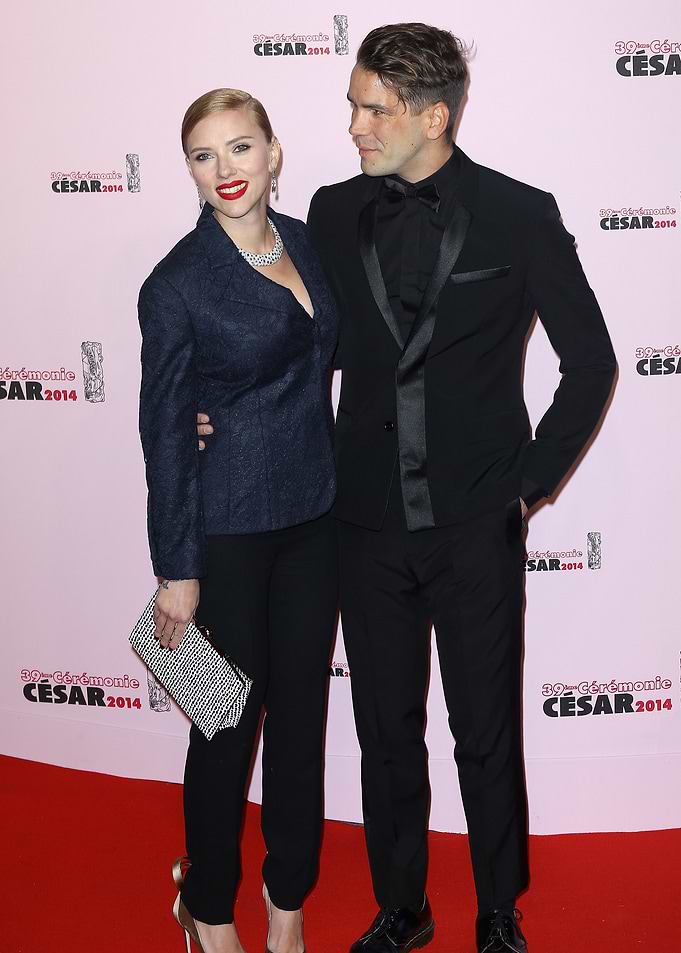 Scarlett Johansson and Romain Dauriac at Cesar Awards