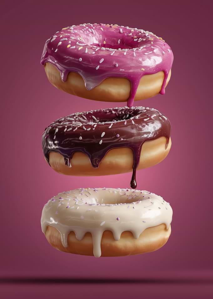 Stack of Three Frosted Donuts