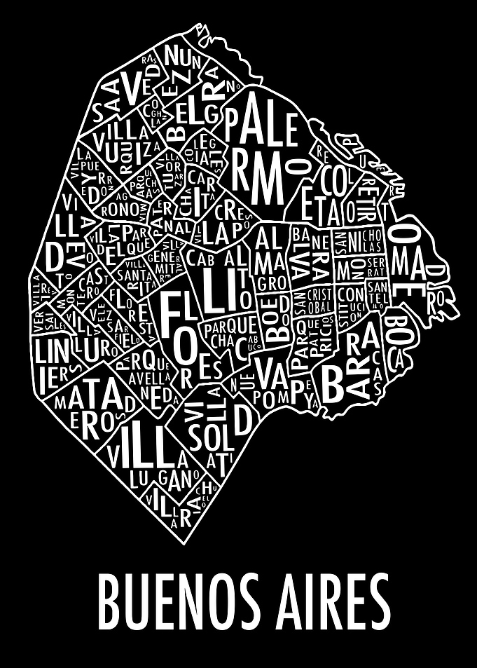 Buenos Aires Neighborhood Map Text Art
