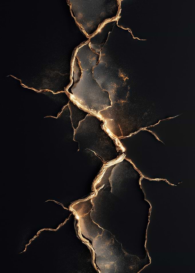 Abstract Black And Gold Kintsugi