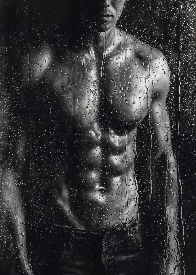 Wet Male Torso Dramatic Photography