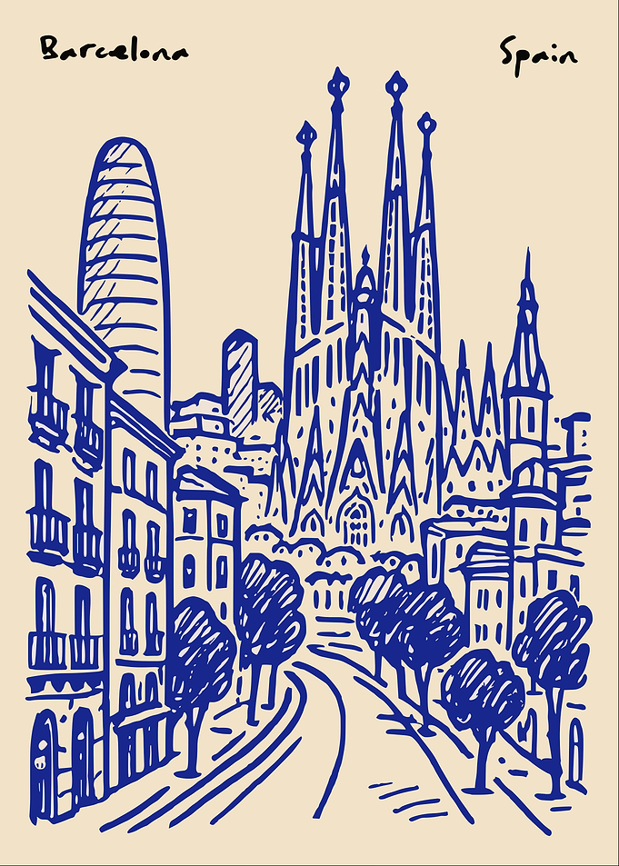Barcelona Cityscape Sketch
