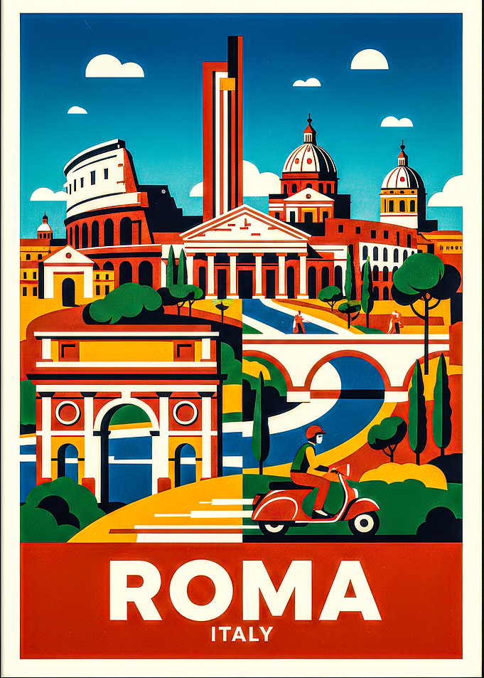 Retro Rome Travel Poster