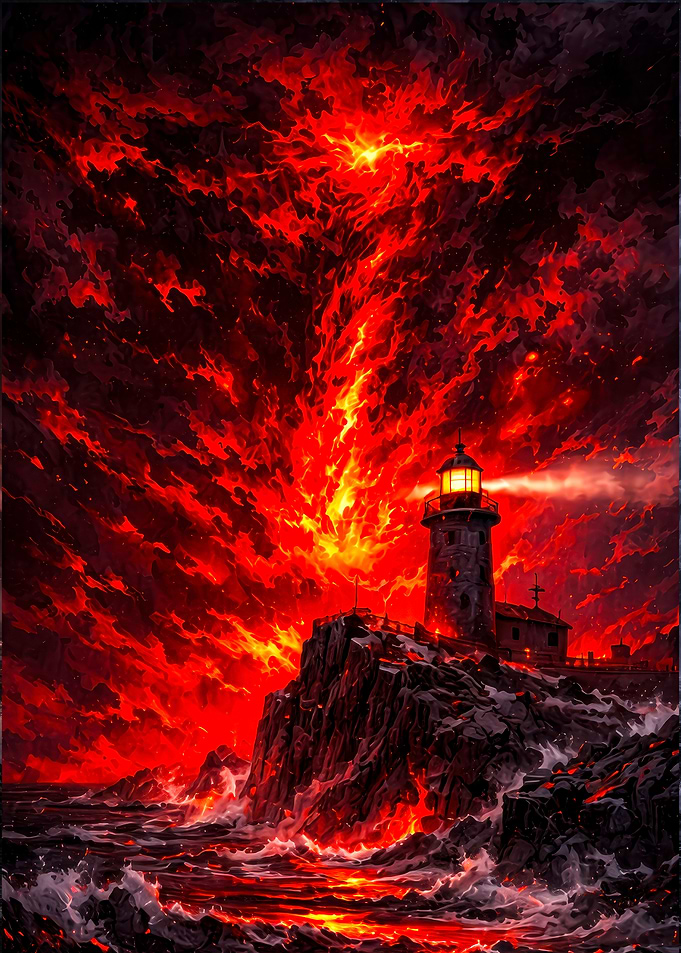 Lighthouse in a Fiery Landscape