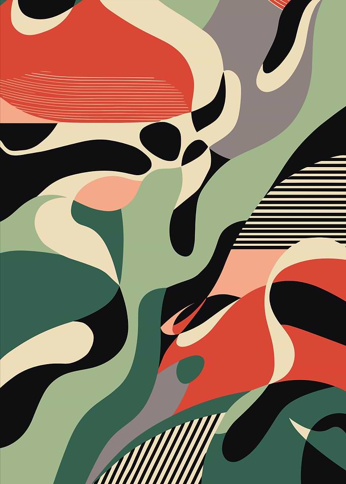 Retro Abstract Organic Shapes and Lines