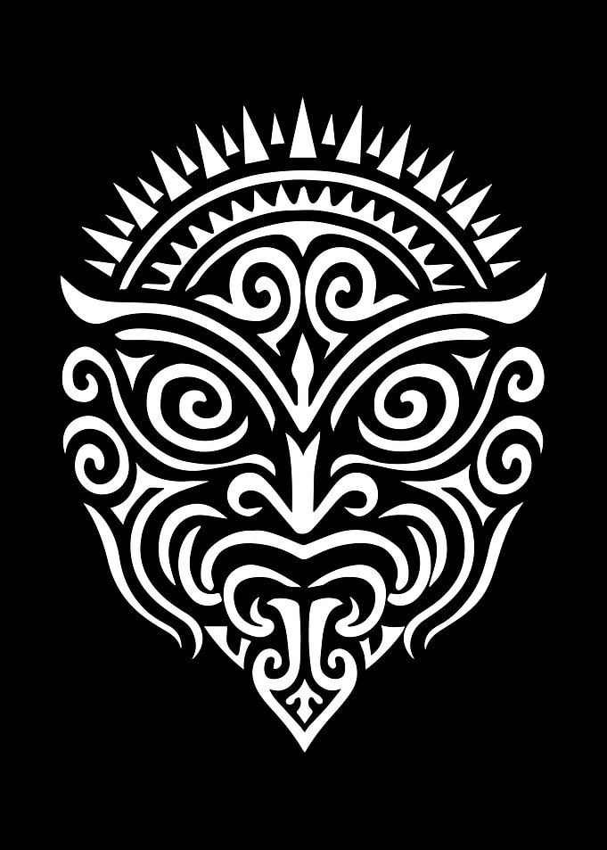 Maori Tribal Mask Tattoo Design