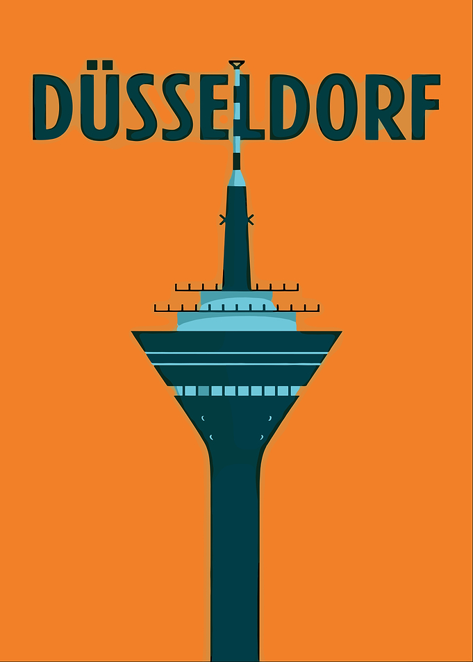 Dusseldorf TV Tower Retro Poster