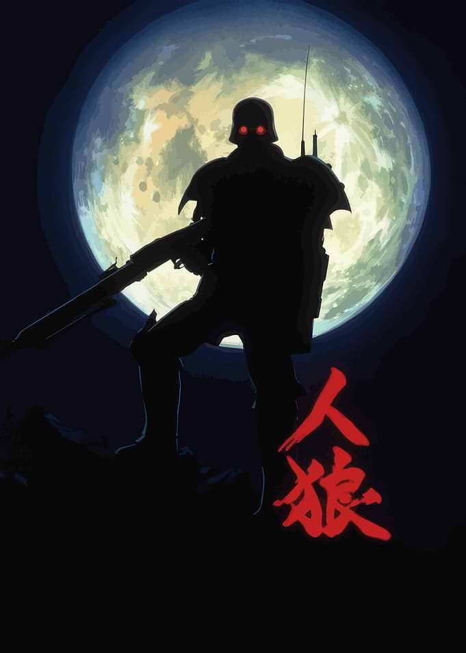Silhouette Soldier Against Moon