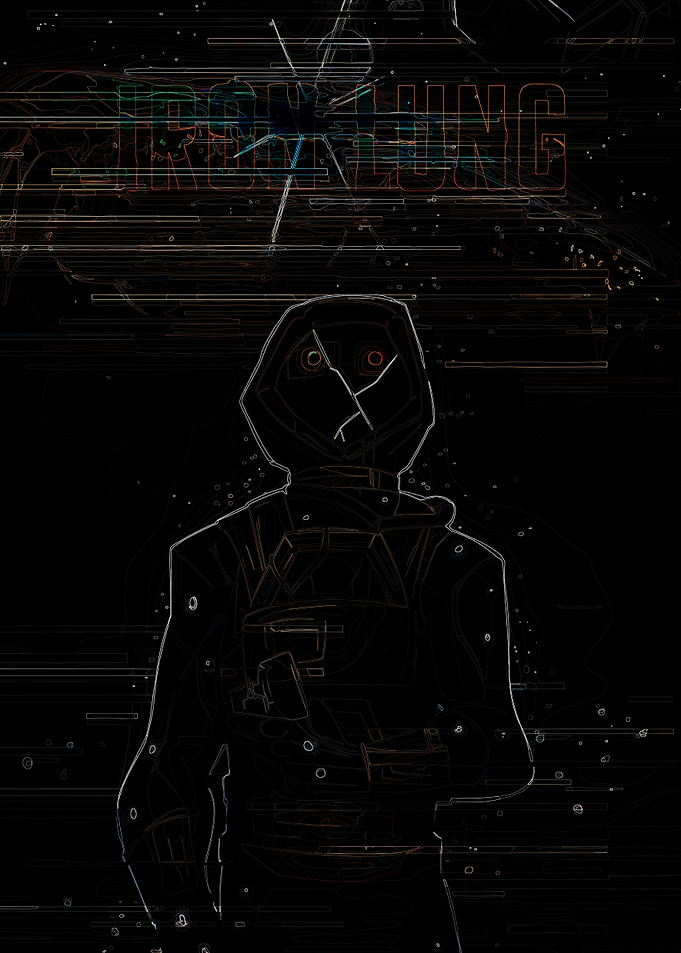 Glitching Figure with Text