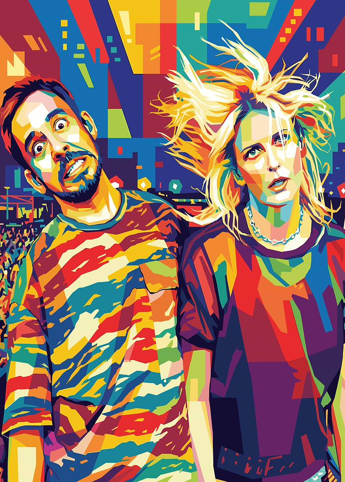 Emily Armstrong and Mike Shinoda Pop Art Portrait of Two Musicians