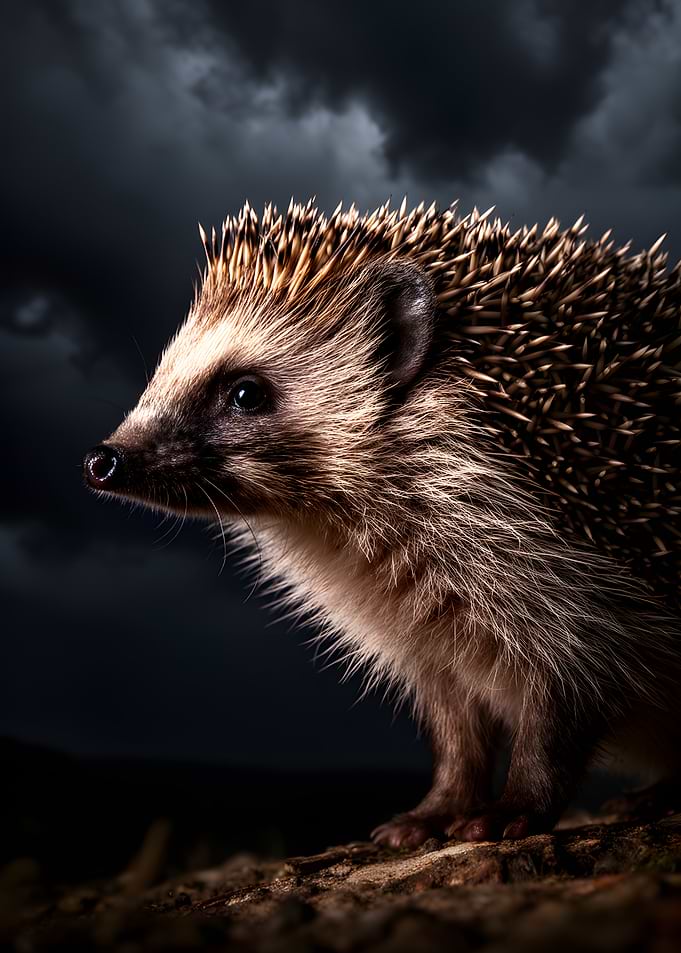 Hedgehog in Dramatic Lighting