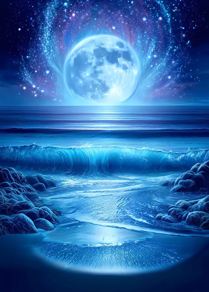 Magical Moonlit Ocean Waves
