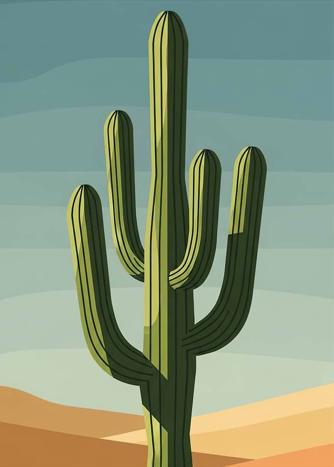Saguaro Cactus in Desert Landscape