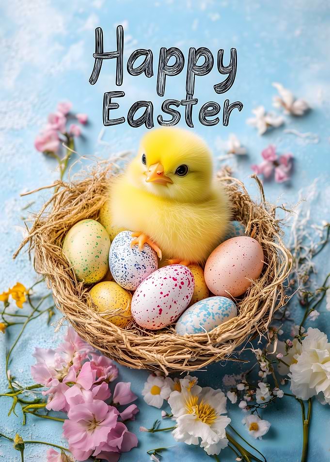 Happy Easter Chick in Nest