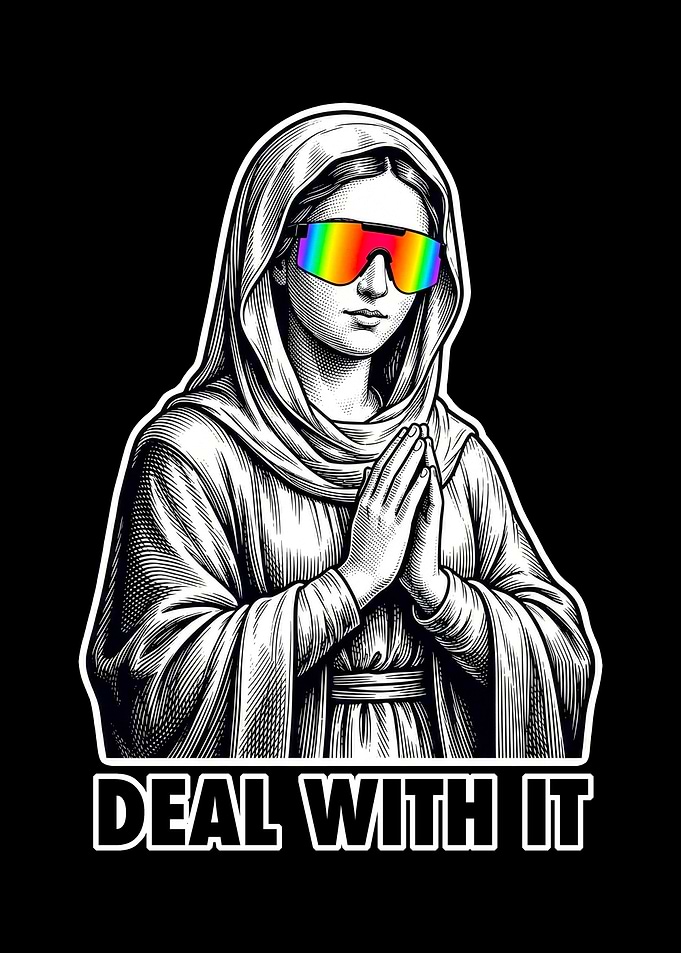 Virgin Mary with Rainbow Sunglasses