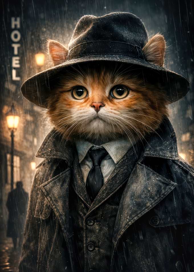 Cat Detective in Rainy City