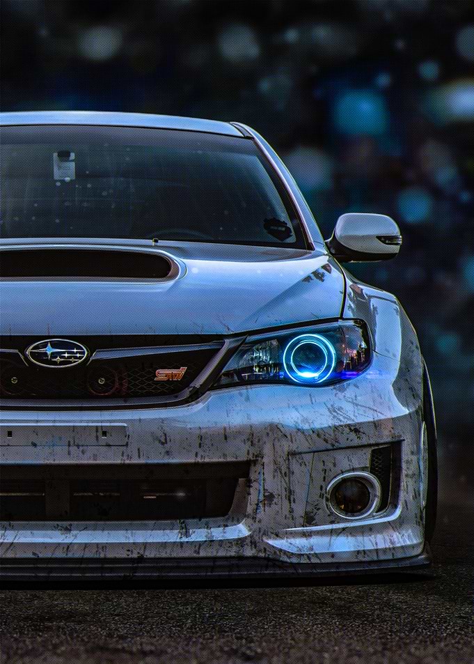 Subaru WRX STI with Blue Halo Headlights