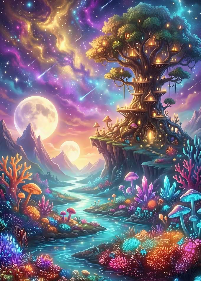 Magical Fantasy Treehouse Landscape