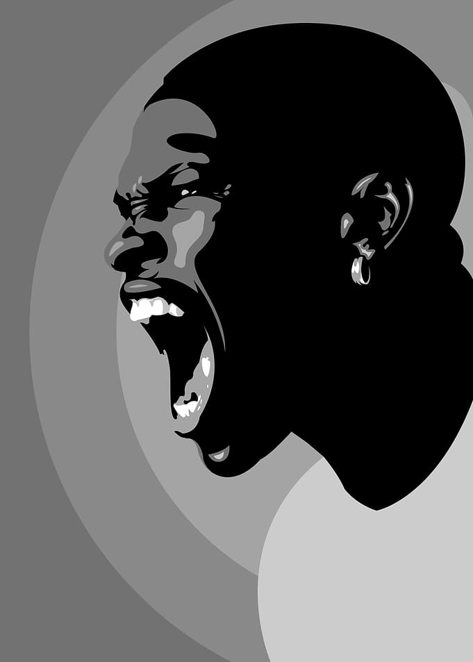 Man Screaming in Profile