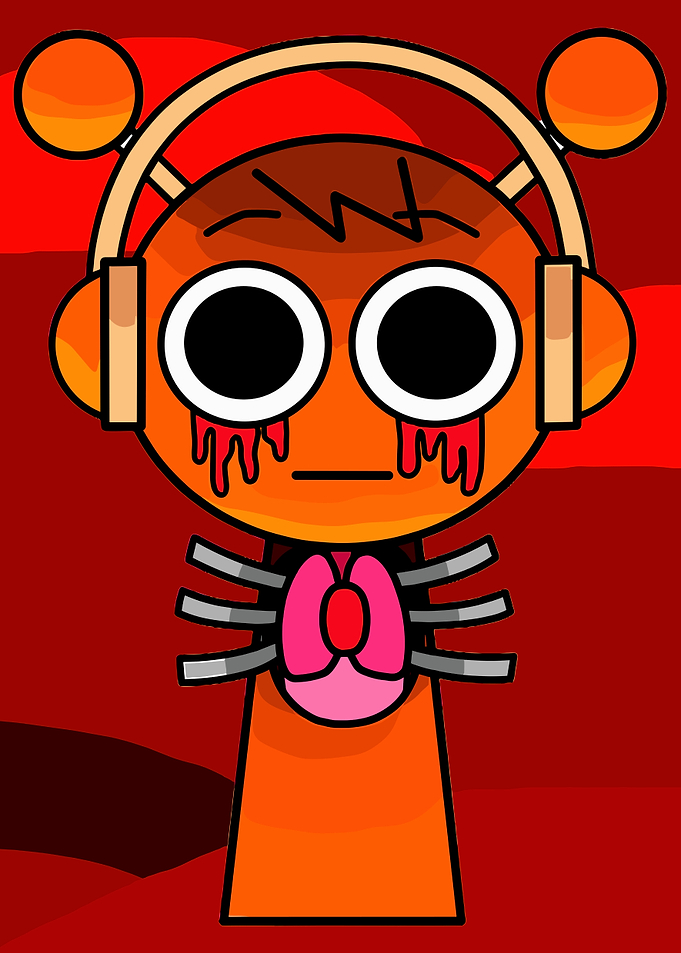 Orange Character with Bloody Eyes