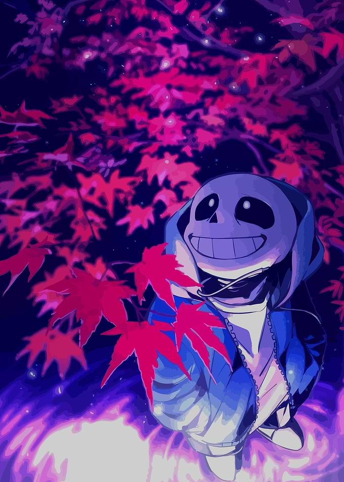 Sans Undertale with Autumn Leaves