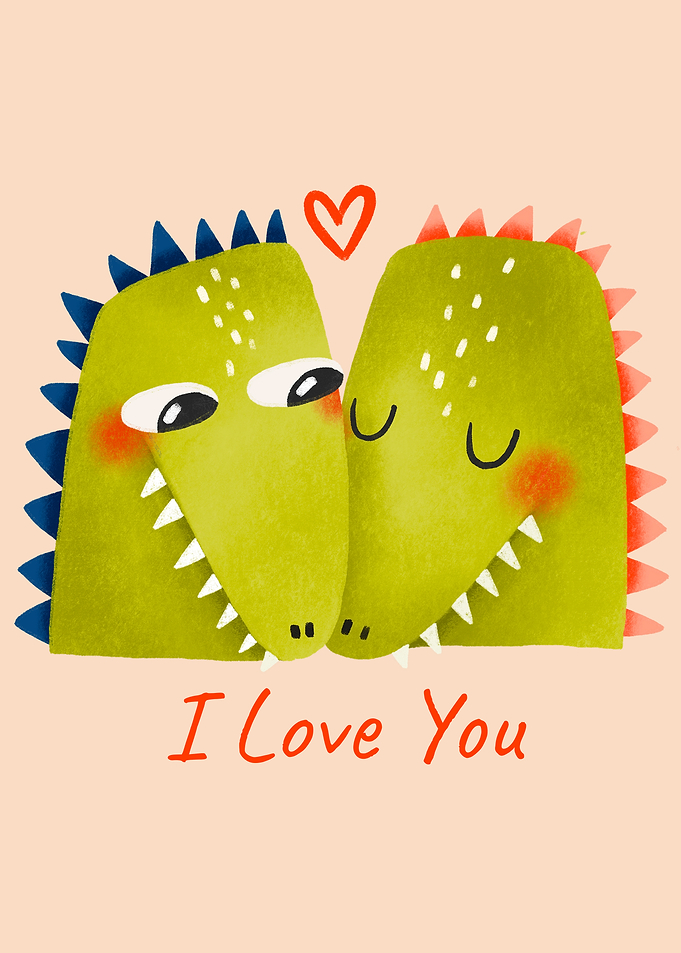 Cute Dinosaurs 'I Love You'