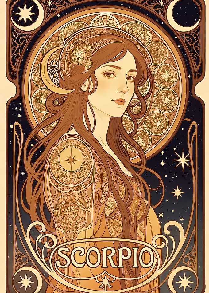 Scorpio Zodiac Art Nouveau