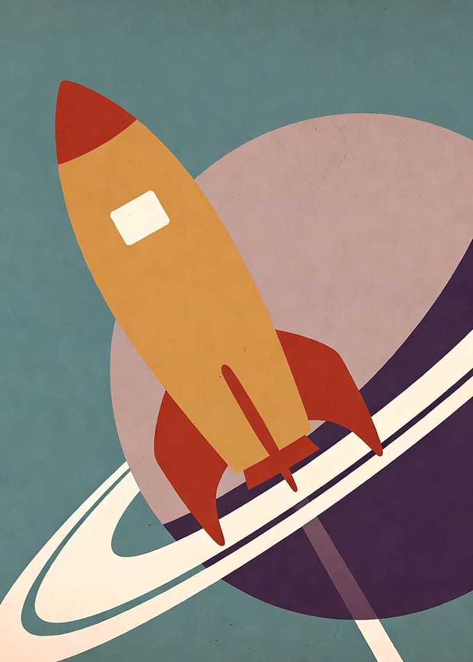 Rocket Launching Past Saturn