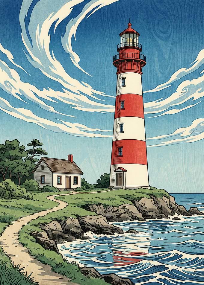 Lighthouse and Coastal House