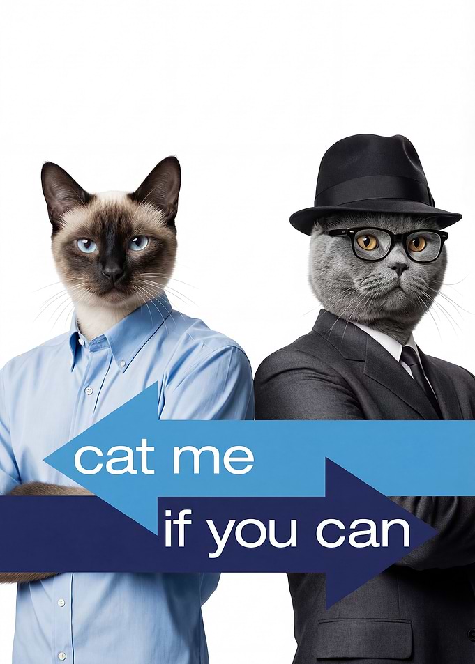 Catch Me If You Can Cat Parody Movie Poster