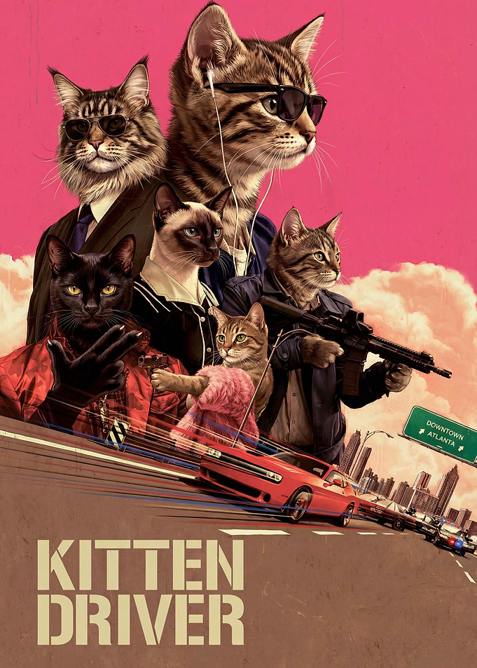 Baby Driver Cat Parody Movie Poster