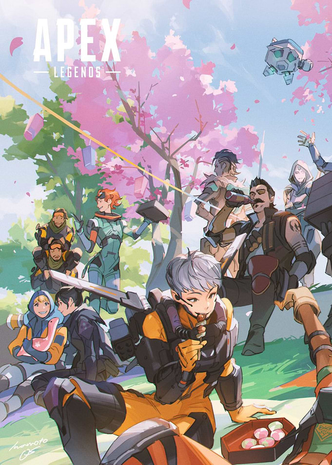 Apex Legends Characters Under Cherry Blossoms