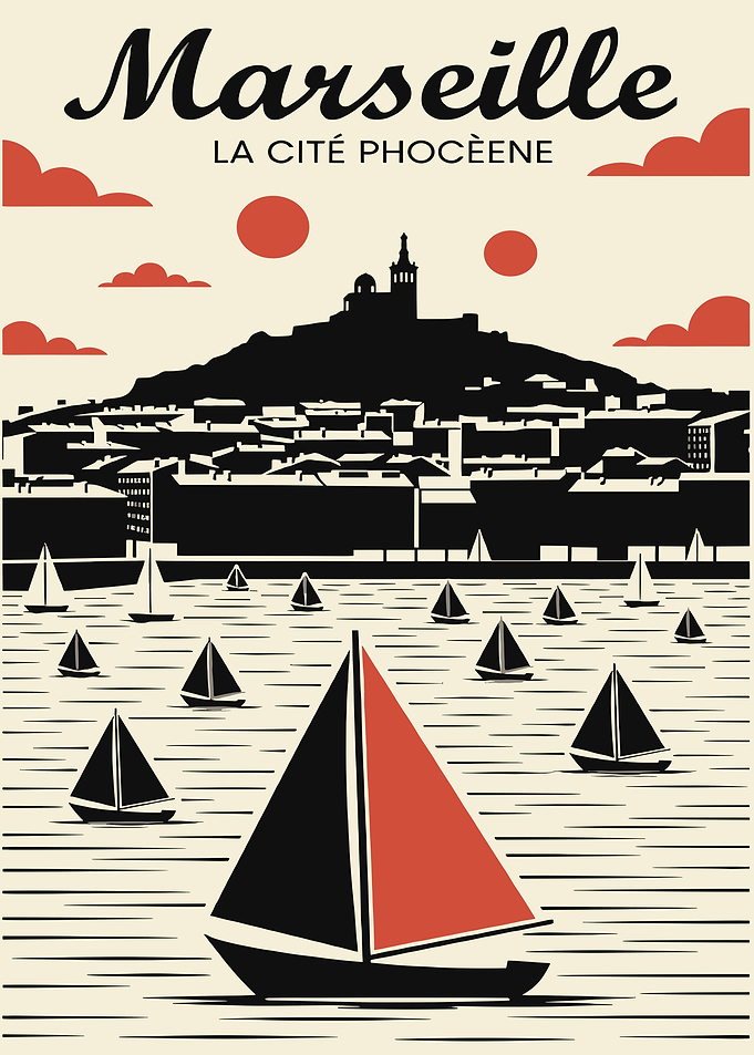 Marseille Vintage Travel Poster