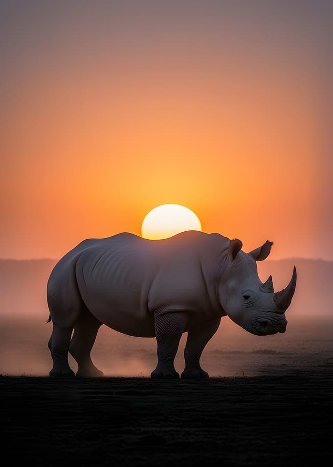 Rhino at Sunset
