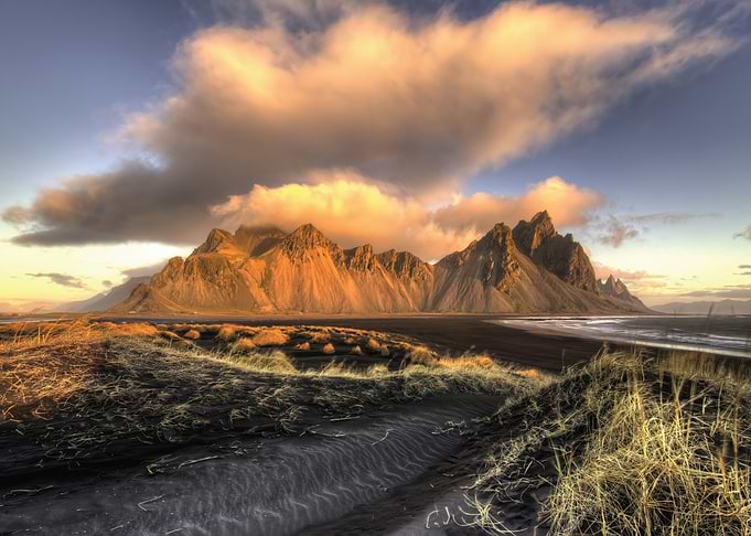 Dramatic Mountain Landscape at Sunset