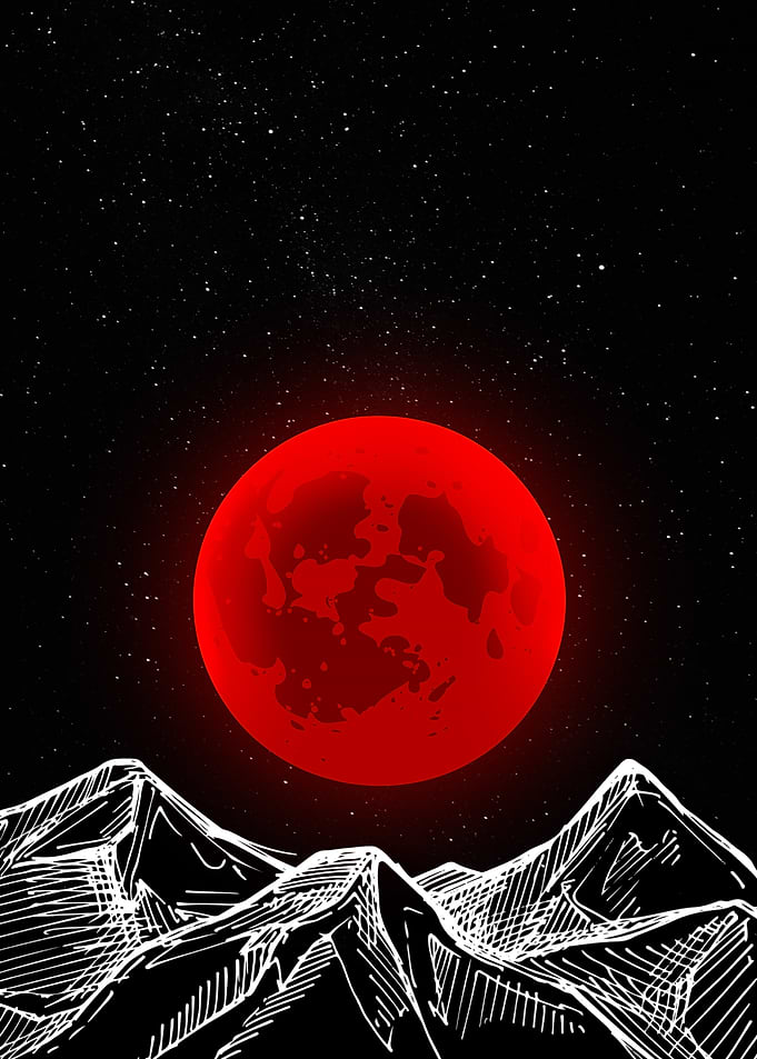 Red Moon Over Mountains