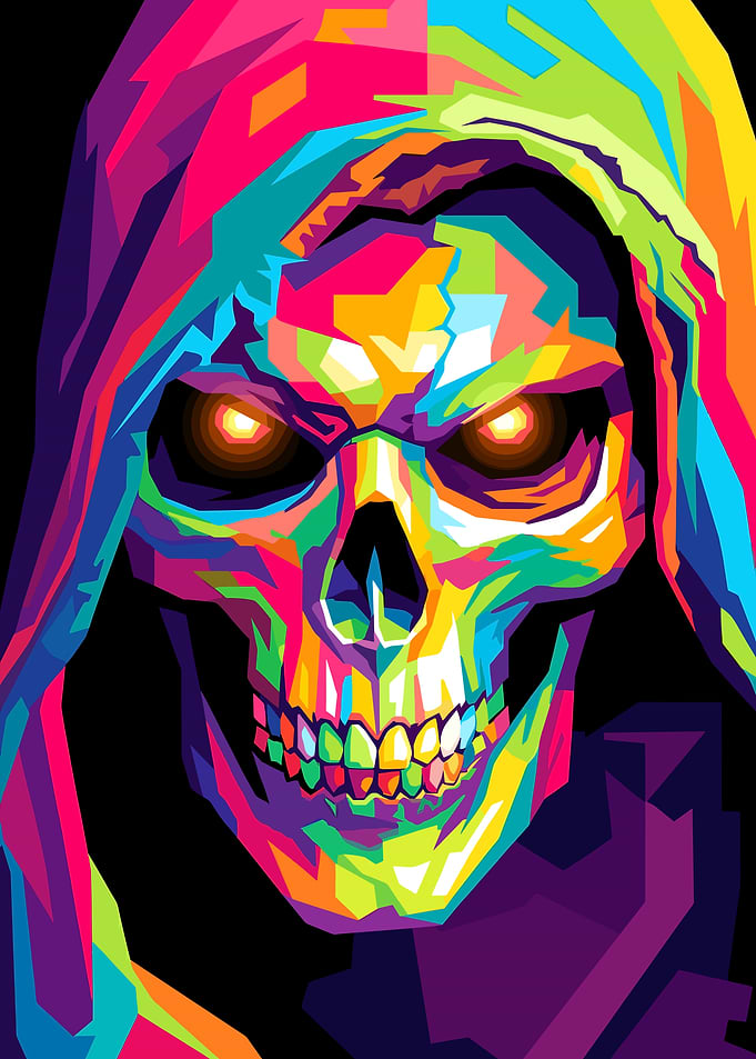 Colorful Grim Reaper Skull Portrait