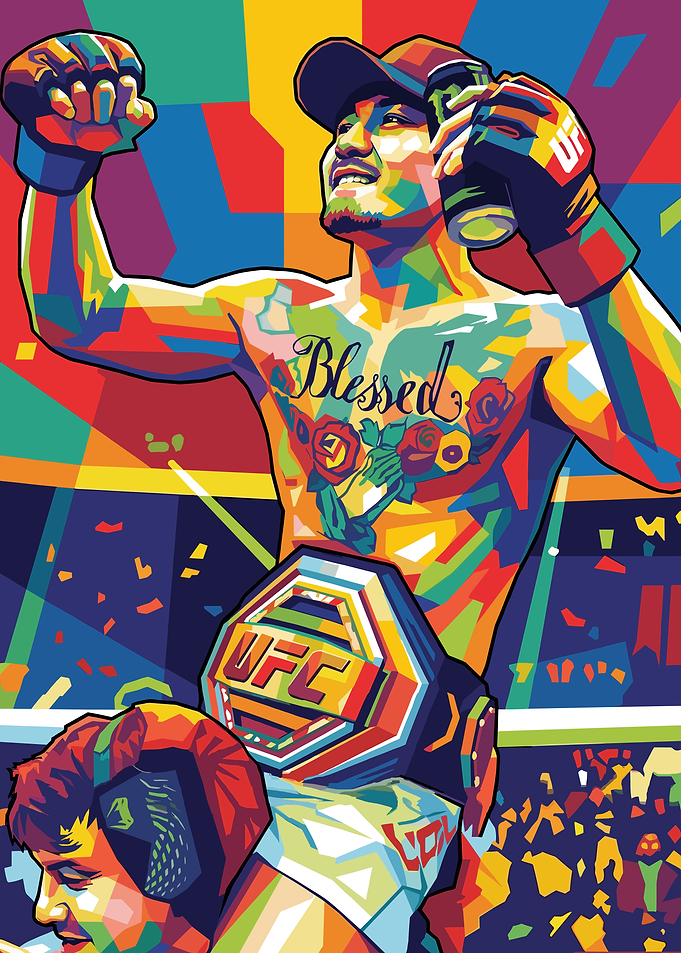 UFC Champion with Belt and Drink