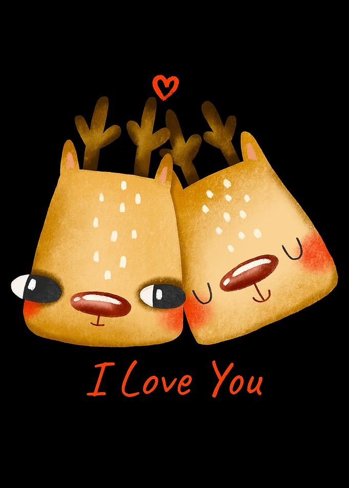 Cute Deer Couple with Heart