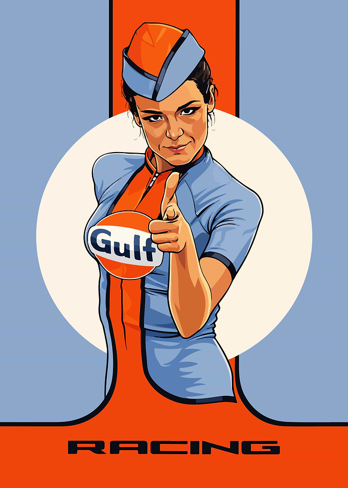 Gulf Racing Girl Pointing