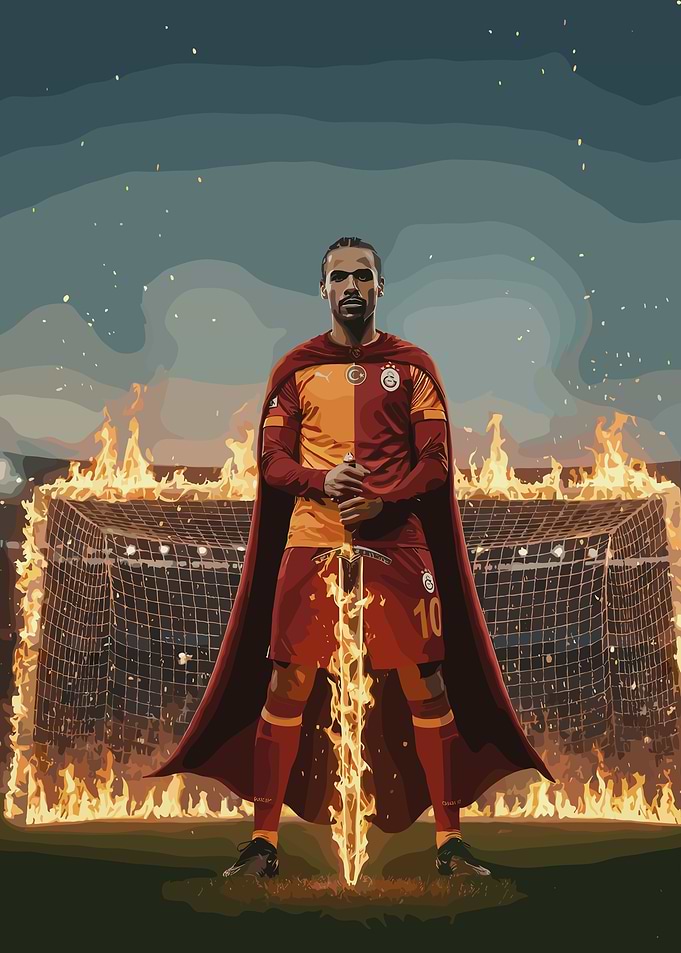 Footballer with Fiery Sword