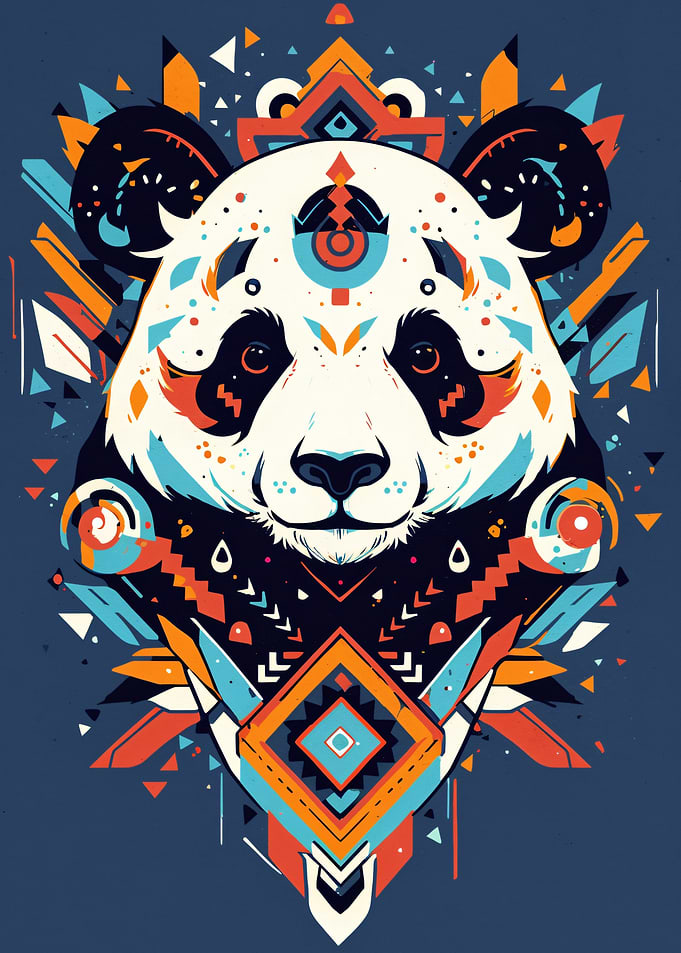 Geometric Panda Portrait
