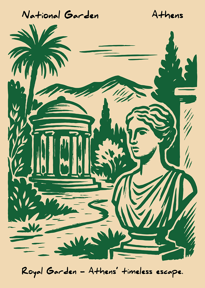 National Garden Athens Vintage Poster