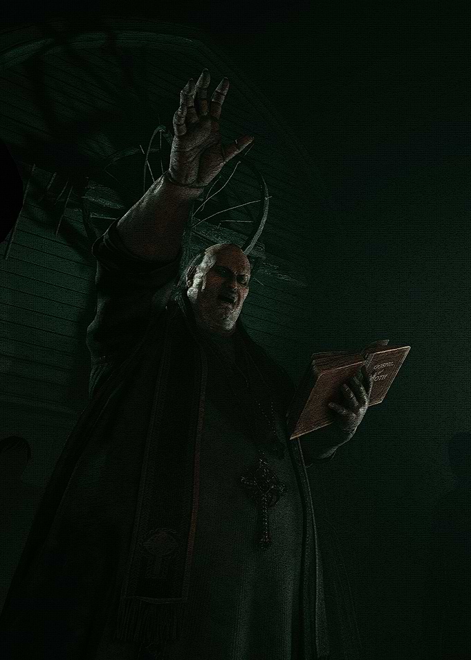 Horror Priest with Book and Raised Hand