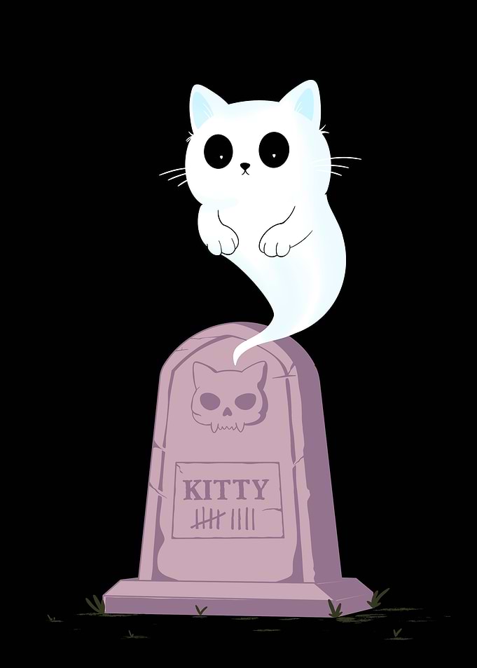 Ghost Cat on Tombstone